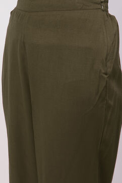 Olive Green Acrylic Straight Suit Set image number 6