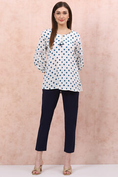 Light Blue Poly Cotton Slim Pants image number 5