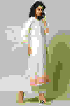 Off White LIVA Straight Printed Kurta image number 4