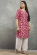 Pink Polyester Straight Kurta Pants Set image number 5