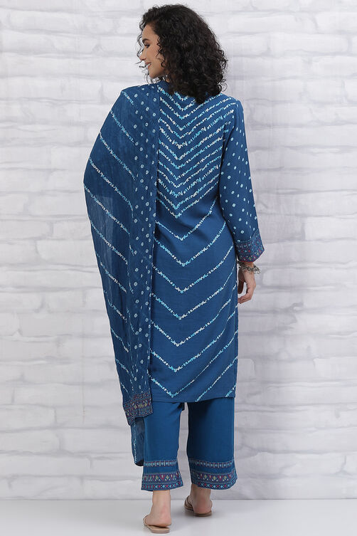 Indigo Cotton Blend Shibori Dupatta image number 2