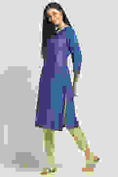 Blue Printed Straight Kurta image number 2