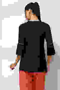 Black Solid Gathered Straight Top image number 3