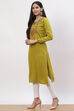 Olive Green Acrylic Straight Kurta image number 2