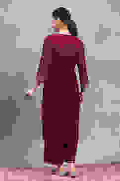 Green-Maroon Viscose Rayon Printed Gathered Suit Set image number 4