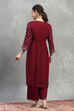 Black Viscose Rayon Printed Gathered Suit Set image number 4