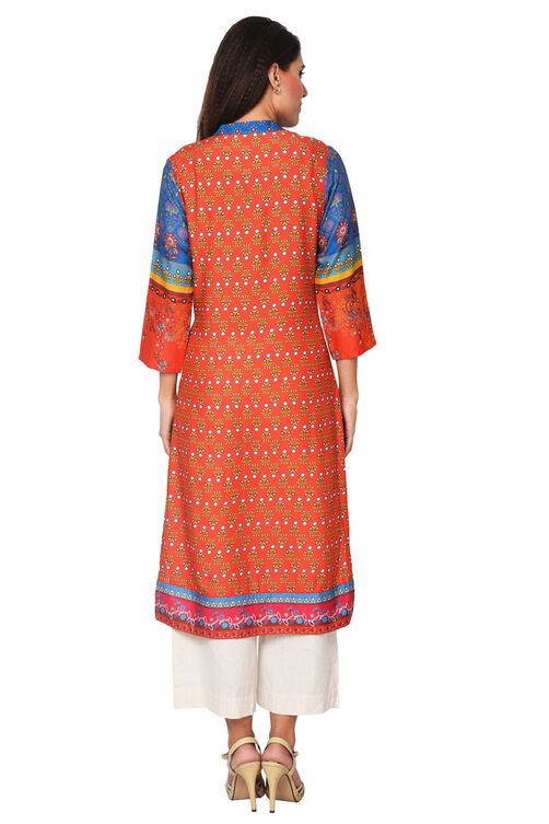 Orange Straight Modal Kurta image number 2