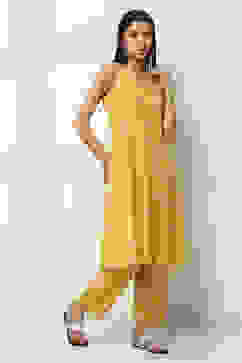 Lime Green Cotton Printed A-line Co-ord Set image number 5