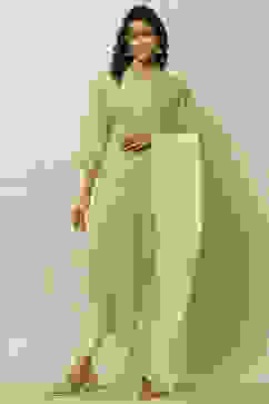 Green Poly Chiffon Printed Kurta & Pants Suit Set image number 7