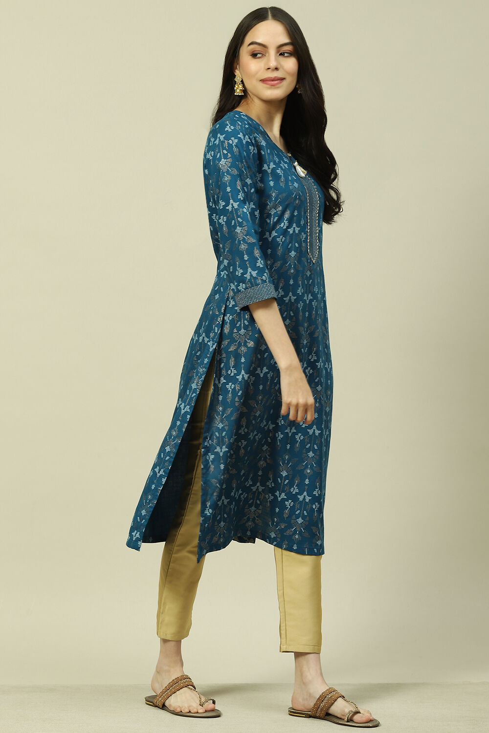 Red LIVA Straight Kurta image number 6