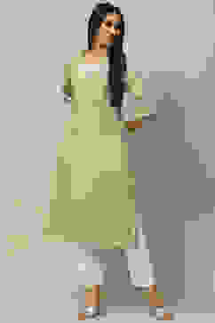 Green Rayon Staight Kurta image number 0