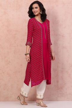 Fuchsia Art Silk Shrug Style Kurta image number 3