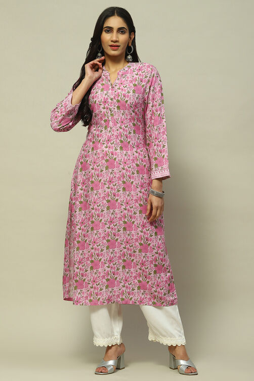 Buy Pink Rayon Staight Kurta (Kurta) for INR999.00