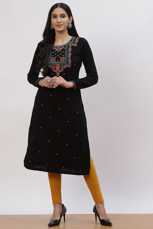 Black Acrylic Straight Kurta image number 0