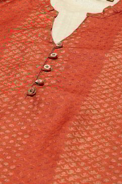 Rust Polyester Straight Printed Kurta Palazzo Suit Set image number 1