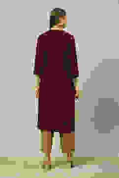 Purple LIVA Straight Printed Kurta image number 4