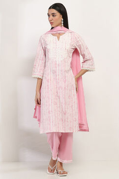 Pink Cotton Straight Set image number 6