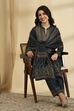Teal Polyester Straight Printed Suit Set image number 0