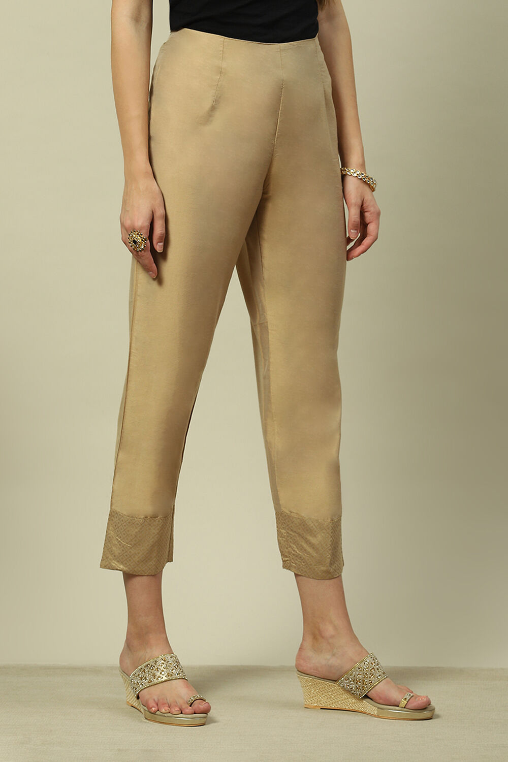 Beige LIVA Straight Printed Palazzo image number 3