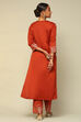 Rust-Red Acrylic Straight Yarn Dyed Kurta Palazzo Suit Set image number 4