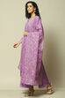 Rust Viscose Gathered Embroidered Kurta Palazzo Suit Set image number 4