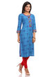 Blue Straight Cotton Kurta image number 2