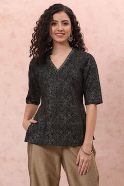 Black Art Silk Short Top image number 0