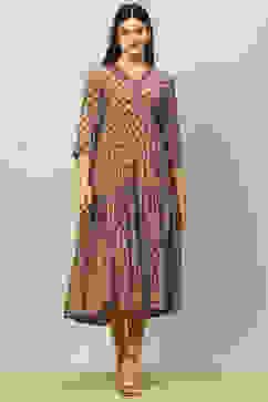 Red Viscose Muslin Printed Tiered Dress image number 5