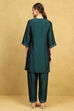Deep Green Polyester Blend Embroidered A-Line Suit Set image number 4