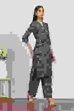 Green Viscose Polyester Viscose Rayon Kurta Pants Set image number 5