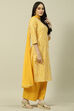 Yellow Cotton Blend Woven Straight Kurta Suit Set image number 6