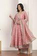 Pink Viscose Polyester A-line & Kalidar Kurtas image number 0