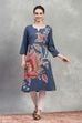 Blue Viscose Rayon Printed Straight Kurta image number 0