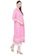 Pink Viscose A-Line Kurta image number 3