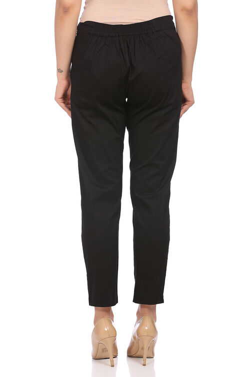 Navy-Blue Art Silk Slim Pants image number 1