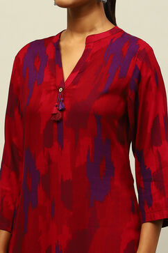 Pink Rayon Printed Straight Kurta image number 1