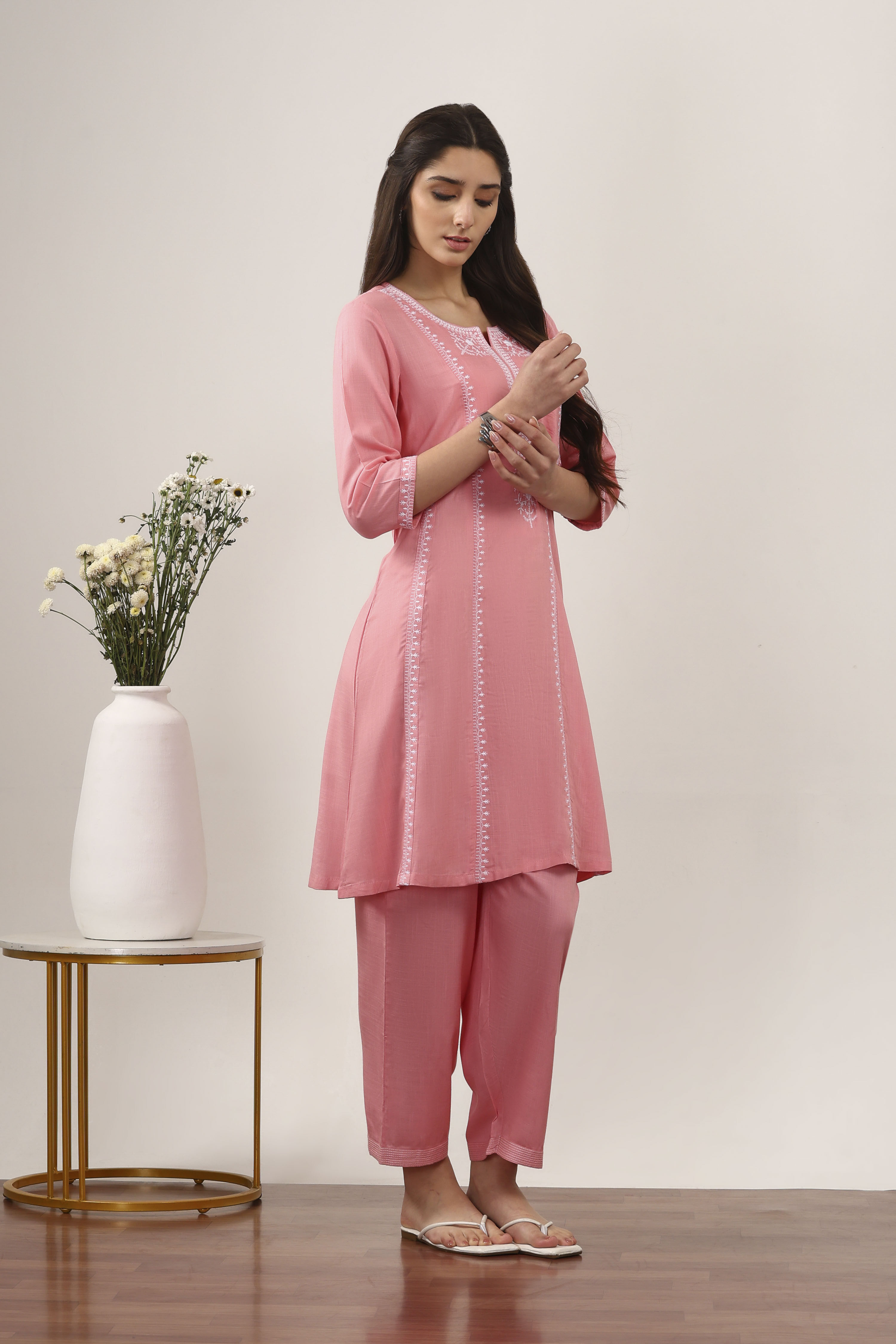 Black Rayon Viscose Rayon Kurta Pants Set image number 5