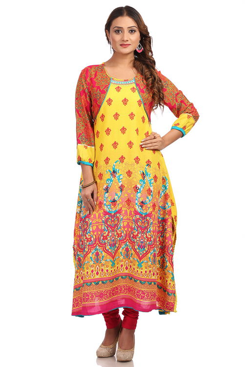 Yellow Straight Cotton Kurta image number 0
