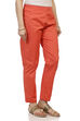 Peach Poly Lycra Slim Pants image number 2