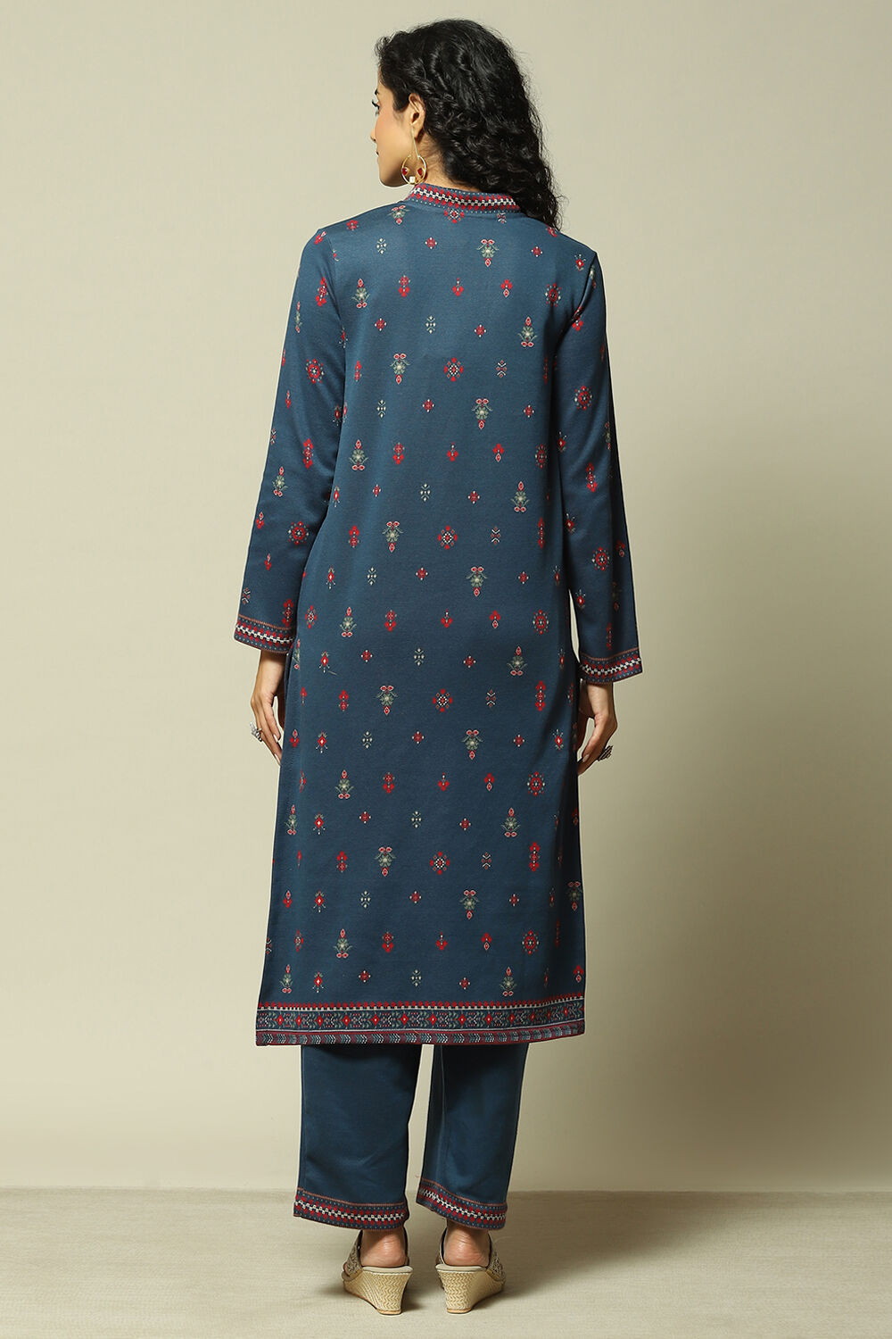 Deep Red Jacquard Straight Printed Kurta Palazzo Suit Set image number 4