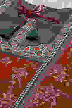 Rust Polyester Straight Printed Top image number 1