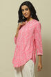 Aqua Floral Printed Straight Indie Top image number 2
