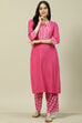 Pink Viscose Woven Straight Kurta Suit Set