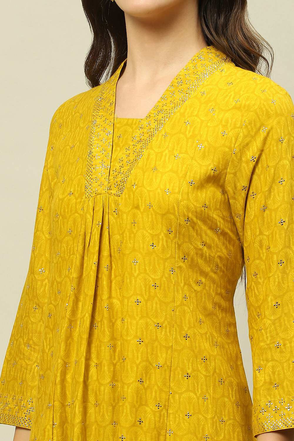 Yellow Printed Straight Co-ord Set image number 1