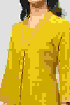 Yellow Printed Straight Co-ord Set image number 1