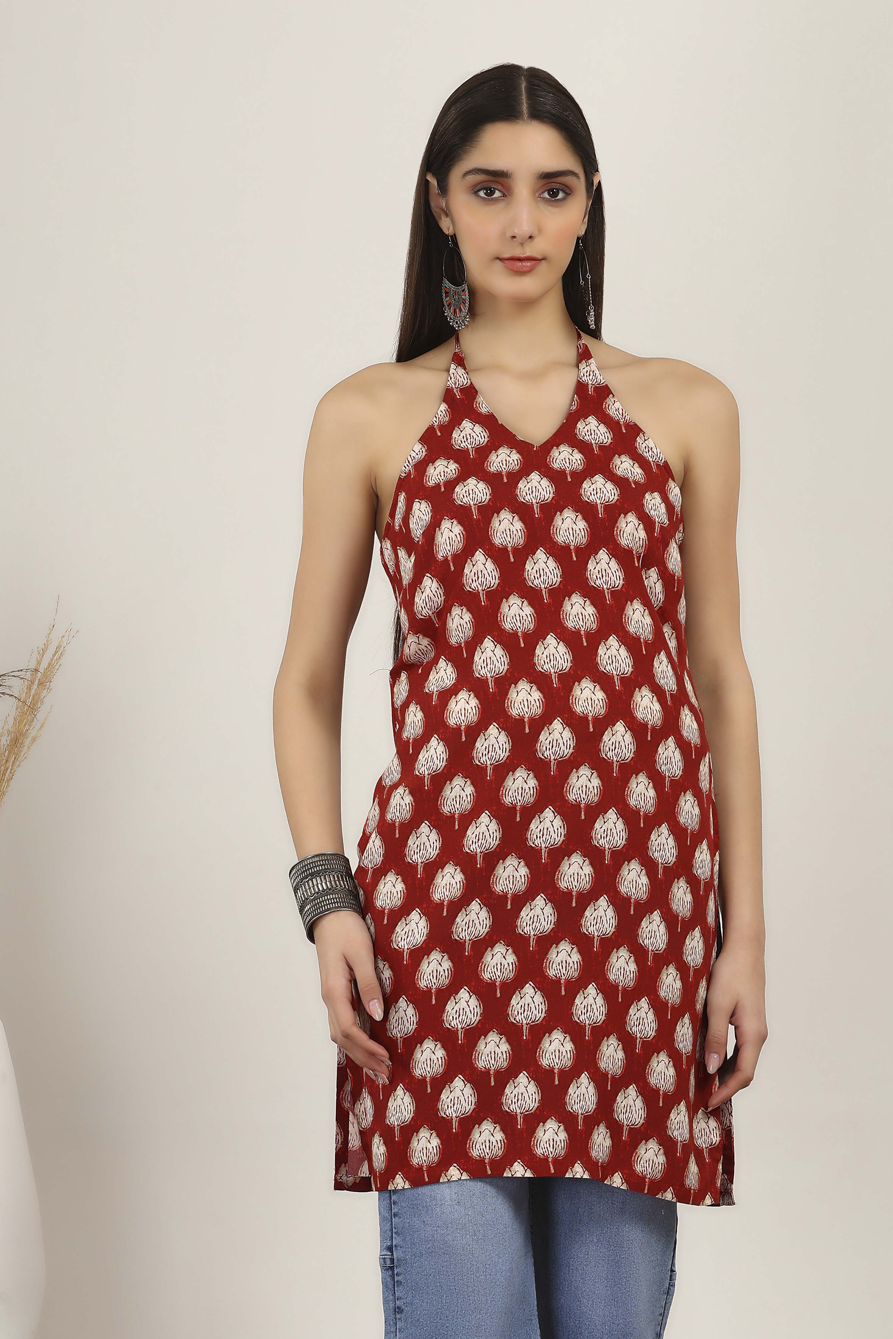 Red Rayon Straight Kurtas image number 6