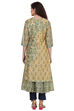 Beige Flared Polyester Kurta image number 5