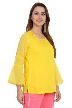 Yellow Straight Viscose Indie Top image number 3