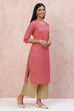 Magenta Cambric Cotton Straight Kurta image number 3
