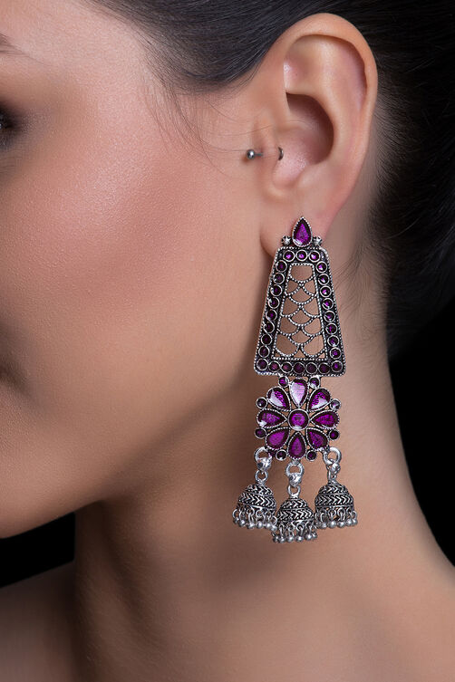 Purple Metal Brass Earring image number 0